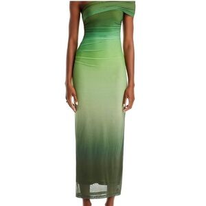 Bardot Green Ombre Off-Shoulder Dress